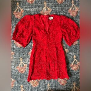Alexis embroidered red dress